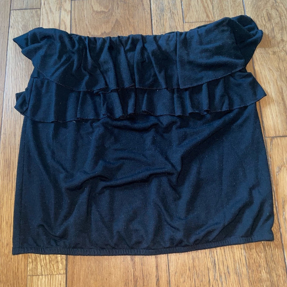 American Eagle Outfitters Black Ruffle Shirt